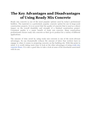 the key advantages and disadvantages of using