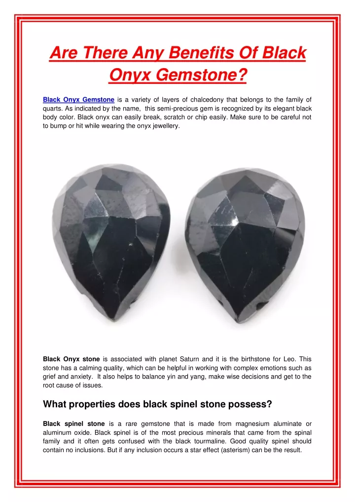 are there any benefits of black onyx gemstone