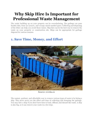 why skip hire is important for professional waste
