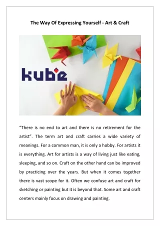 the way of expressing yourself art craft