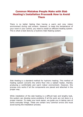 Common Mistakes People Make with Slab Heating’s Installation Process& How to Avoid Them