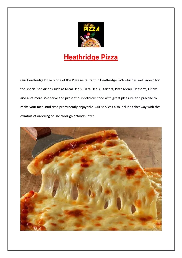 PPT - Heathridge Pizza Takeaway Menu, WA - $5 off PowerPoint