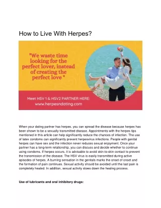 How to Live With Herpes - Treatment,Prevention and Dating