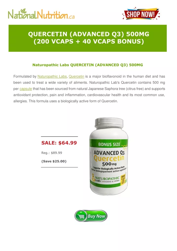 quercetin advanced q3 500mg 200 vcaps 40 vcaps