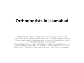 Orthodontists in Islamabad