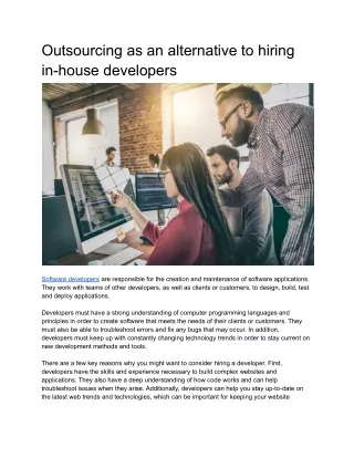 Outsourcing as an alternative to hiring in-house developers