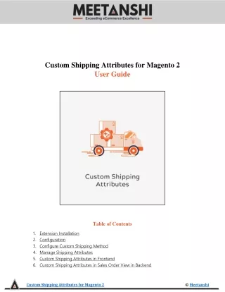 custom shipping attributes for magento 2 user