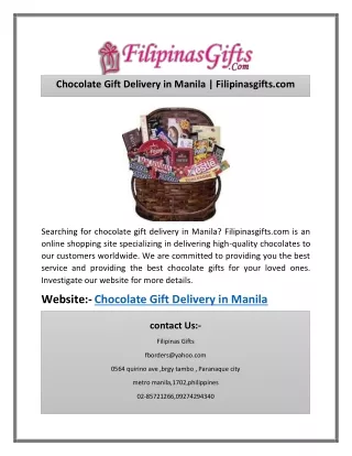 Chocolate Gift Delivery in Manila | Filipinasgifts.com
