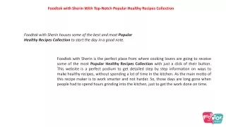 FoodtokwithSherin With Top-Notch Popular Healthy Recipes Collection