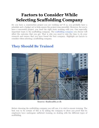 factors to consider while selecting scaffolding