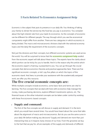 5 facts related to economics assignment help