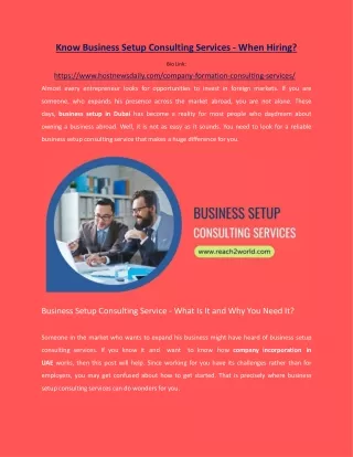 know business setup consulting services when