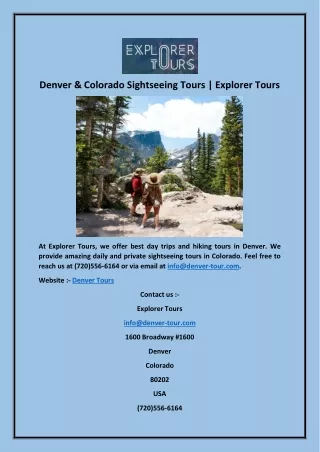 Denver & Colorado Sightseeing Tours | Explorer Tours