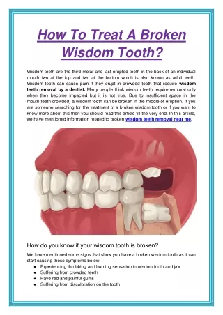 how to treat a broken wisdom tooth