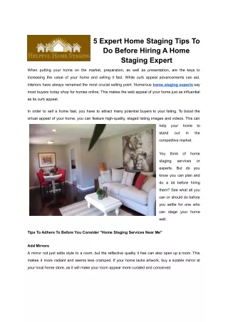 Get Home Staging Expert at Best Price- Helpful Home Staging