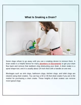 what is snaking a drain