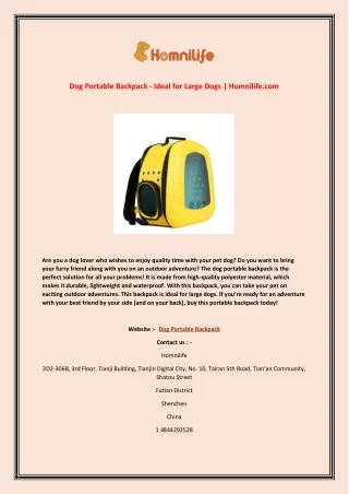 Dog Portable Backpack - Ideal for Large Dogs | Homnilife.com