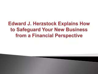 Edward J. Herzstock Explains How to Safeguard Your New Business from a Financial Perspective
