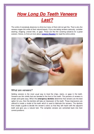 how long do teeth veneers last