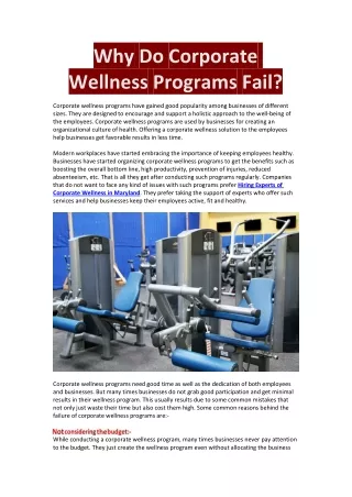 Corporate Wellness Programs Fail