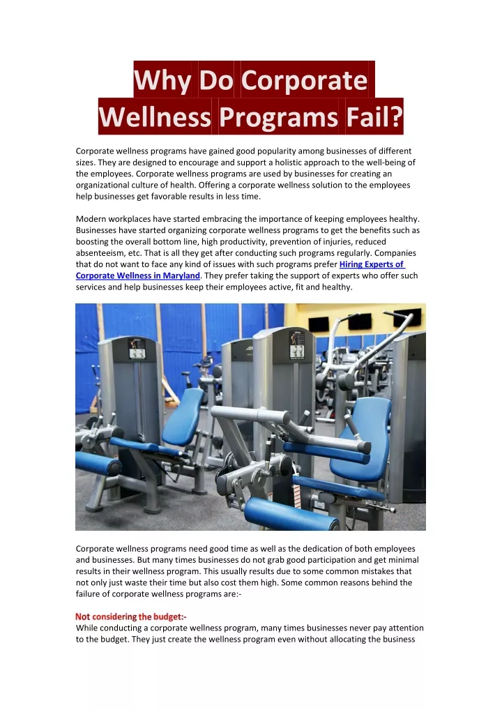 why do corporate wellness programs fail