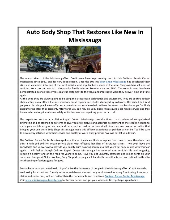 auto body shop that restores like