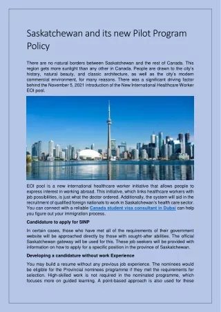 saskatchewan and its new pilot program policy