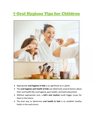 7 Oral Hygiene Tips for Children