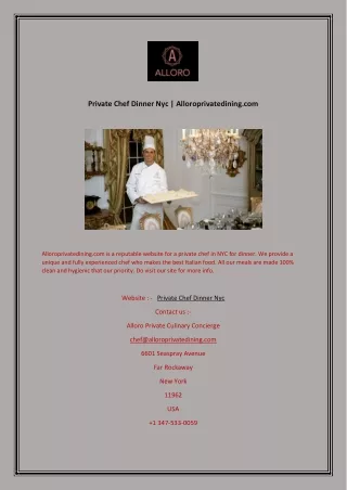 private chef dinner nyc alloroprivatedining com