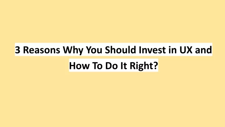 3 reasons why you should invest