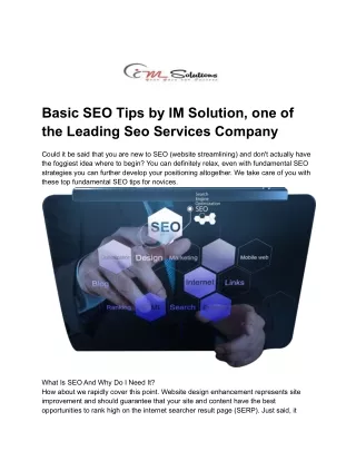Basic SEO Tips by IM Solution, one of the Leading Seo Services Company