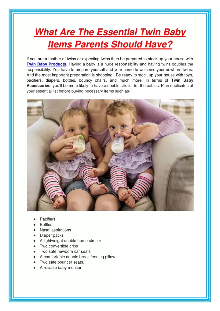 what are the essential twin baby items parents