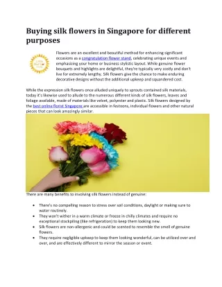 Buying silk flowers in Singapore for different purposes