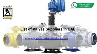 List of Valves Suppliers in UAE