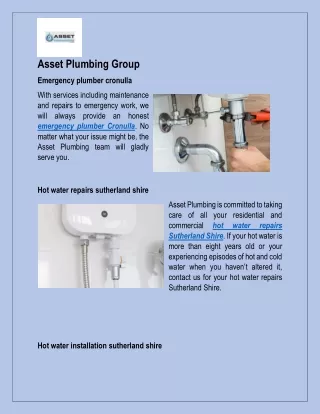 asset plumbing group