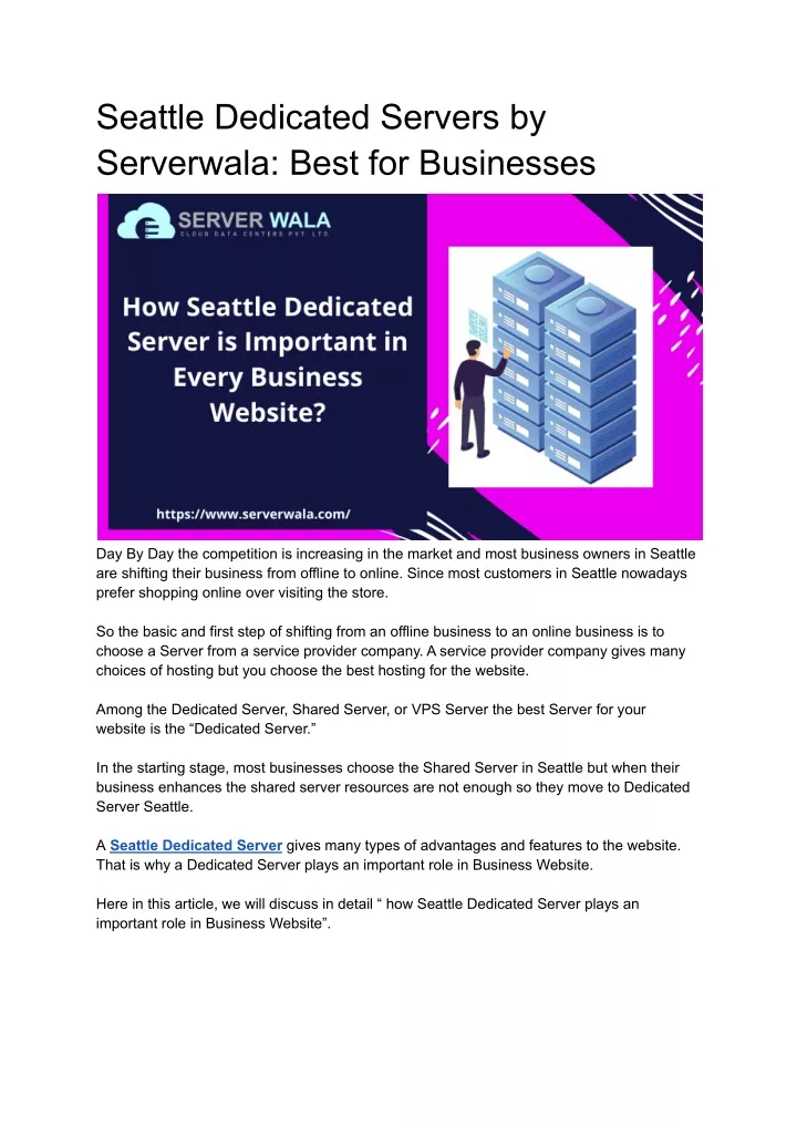 seattle dedicated servers by serverwala best