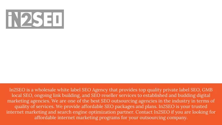 in2seo is a wholesale white label seo agency that