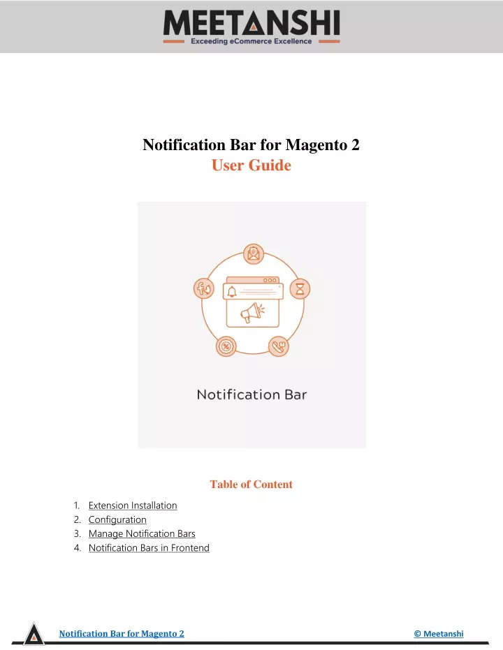 notification bar for magento 2 user guide