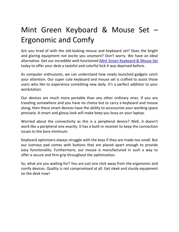 mint green keyboard mouse set ergonomic and comfy