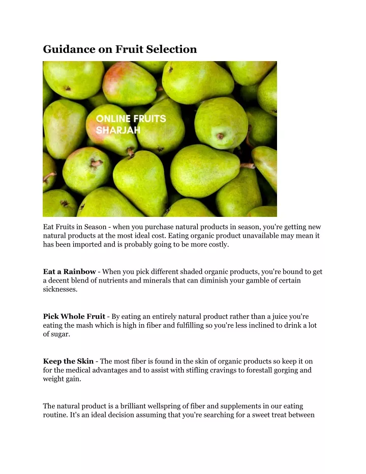guidance on fruit selection
