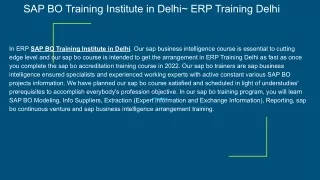 SAP BO Training Institute in Delhi