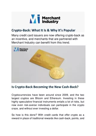 Crypto-Back: What It Is & Why It’s Popular - Merchant Industry
