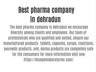 Best pharma company in dehradun