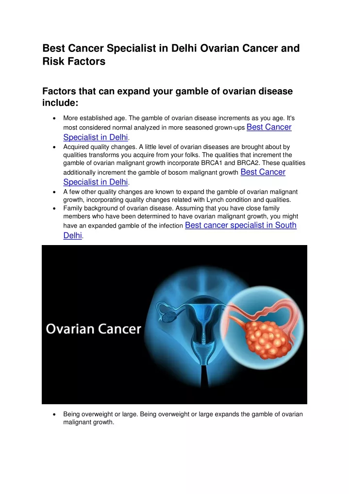 best cancer specialist in delhi ovarian cancer