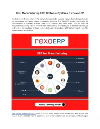 best manufacturing erp software systems by rexoerp