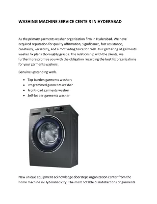 The best Washing machine service center Hyderabad