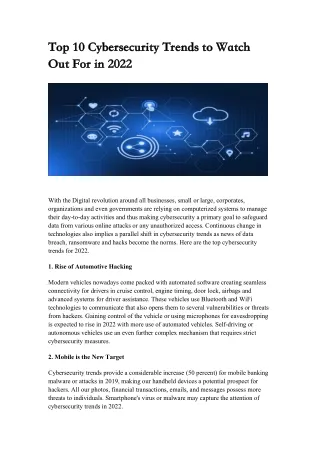 Top 10 Cybersecurity Trends to Watch Out For in 2022 - Clevrone
