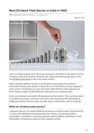 Best Dividend Yield Stocks in India in 2022