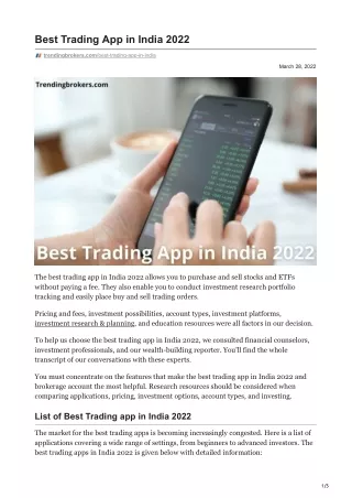 Best Trading App in India 2022
